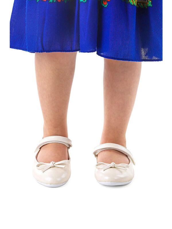 Barbe Cilt Fiyonklu Cırtlı Kız Çocuk Babet Ayakkabı - Görsel 4