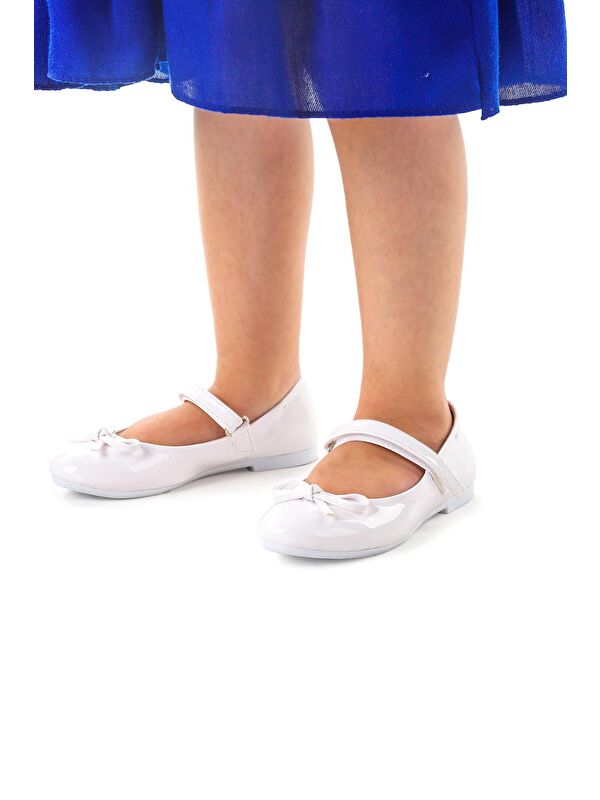 Barbe Rugan Fiyonklu Cırtlı Kız Çocuk Babet Ayakkabı - Görsel 3