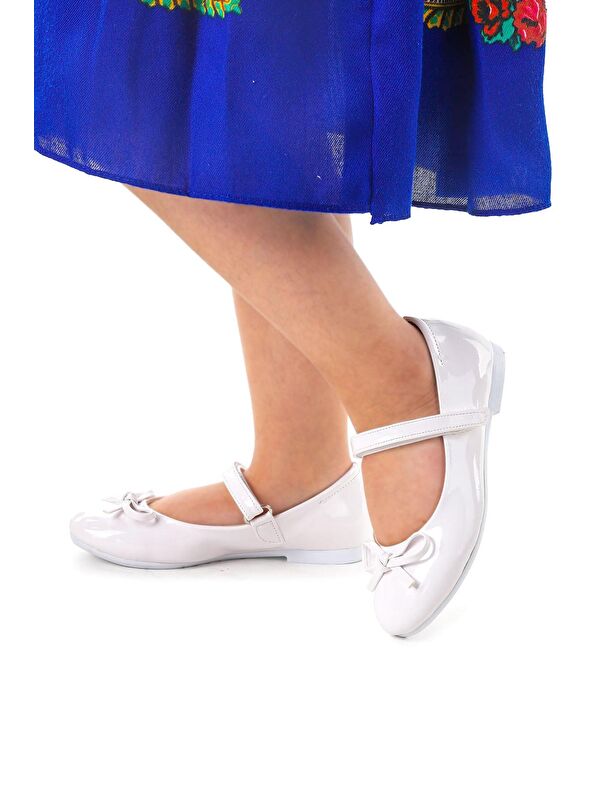 Barbe Rugan Fiyonklu Cırtlı Kız Çocuk Babet Ayakkabı - Görsel 4