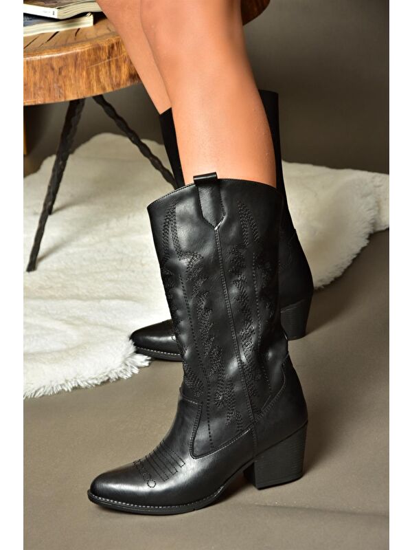 R9739340 Siyah Kadın Çizme - Görsel 3