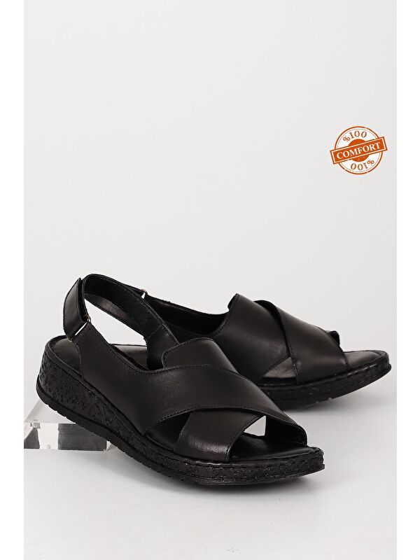 Hakiki Deri Dolgu Taban Sandalet 45836 - Görsel 2