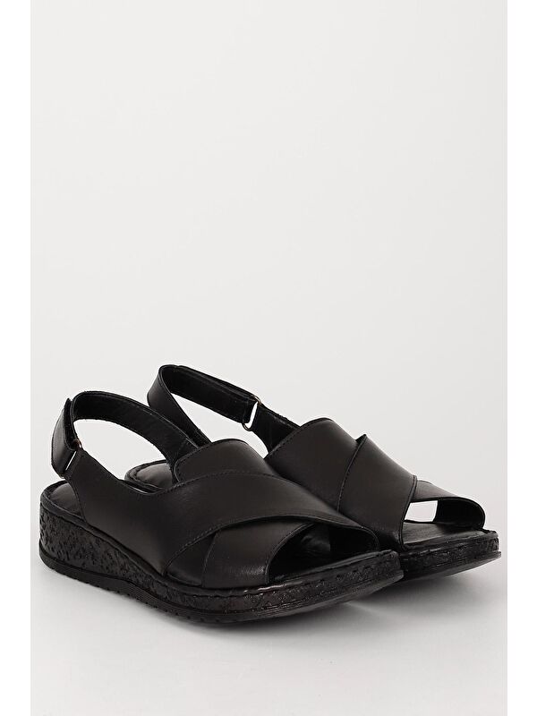 Hakiki Deri Dolgu Taban Sandalet 45836 - Görsel 3