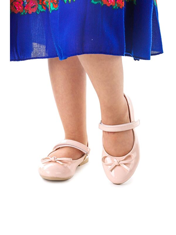 Barbe Rugan Fiyonklu Cırtlı Kız Çocuk Babet Ayakkabı - Görsel 3