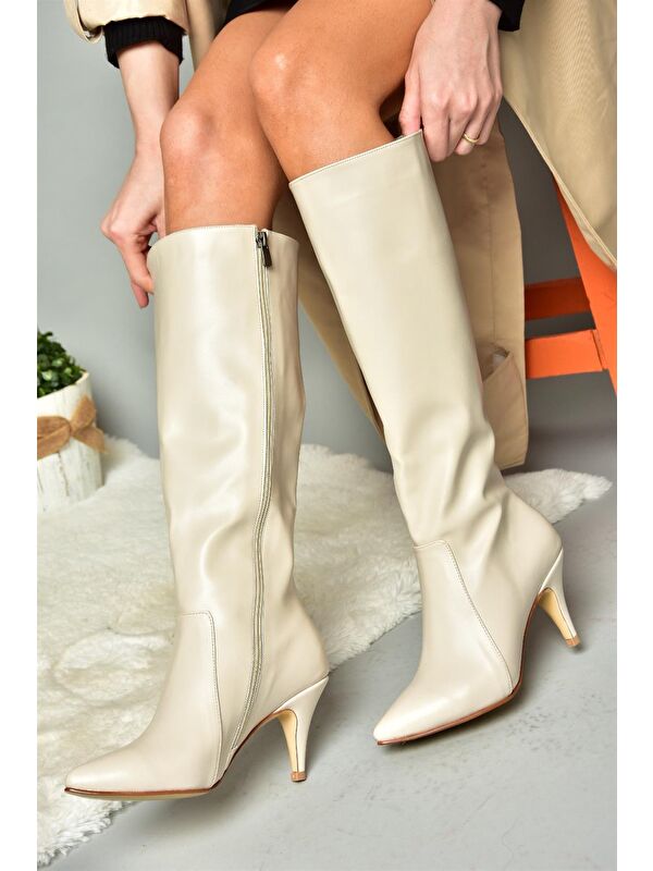 R3724530 Bej Kadın Çizme - Görsel 4