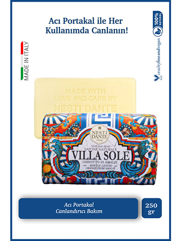 Nesti Dante Villa Sole Chinotto Di Amalfi Katı Sabun 250gr | Canlandırıcı Ve Antioksidan | Acı Porta