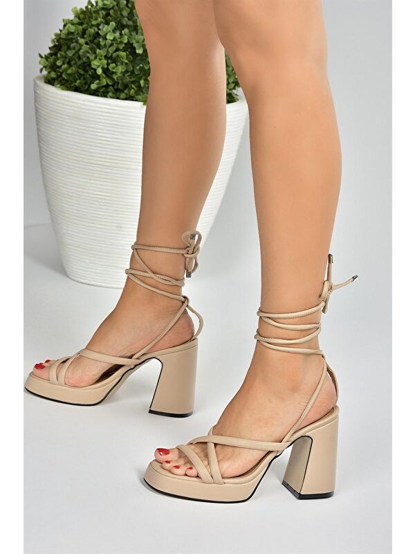 Ten Platform Topuklu Bilekten Bağlamalı Kadın Ayakkabı M404100509 - Görsel 4