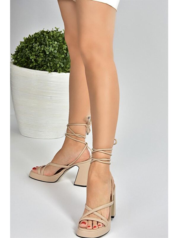 Ten Platform Topuklu Bilekten Bağlamalı Kadın Ayakkabı M404100509 - Görsel 5