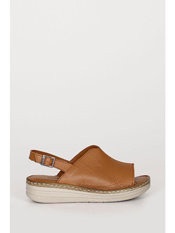 Hakiki Deri Dolgu Taban Kadın Sandalet 42232 - Görsel 5