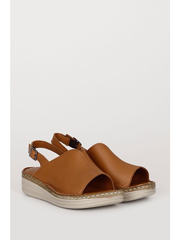 Hakiki Deri Dolgu Taban Kadın Sandalet 42232 - Görsel 6