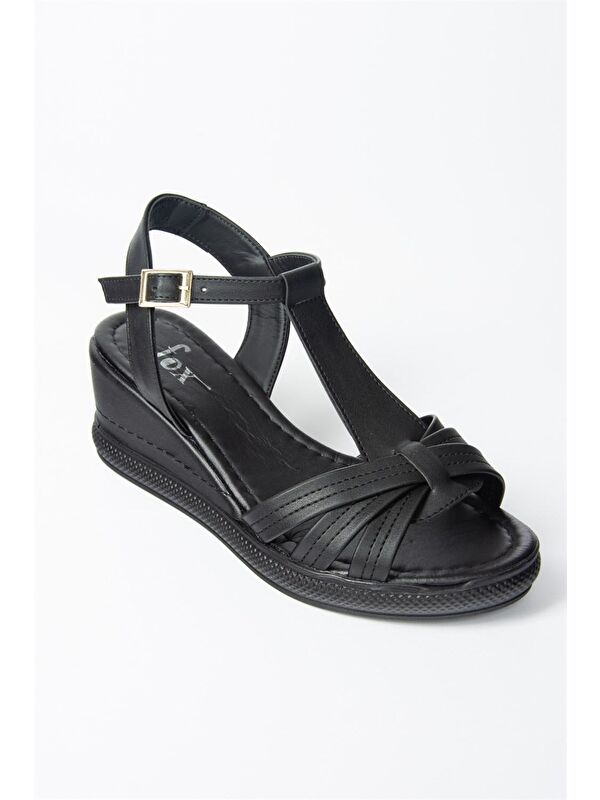 K674305309 Siyah Dolgu Taban Kadın Ayakkabı - Görsel 4