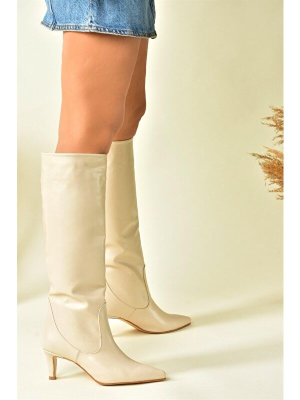 L8828704 Bej Kadın Çizme - Görsel 4