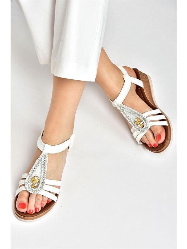 Beyaz Günlük Kadın Sandalet M258313709 - Görsel 2