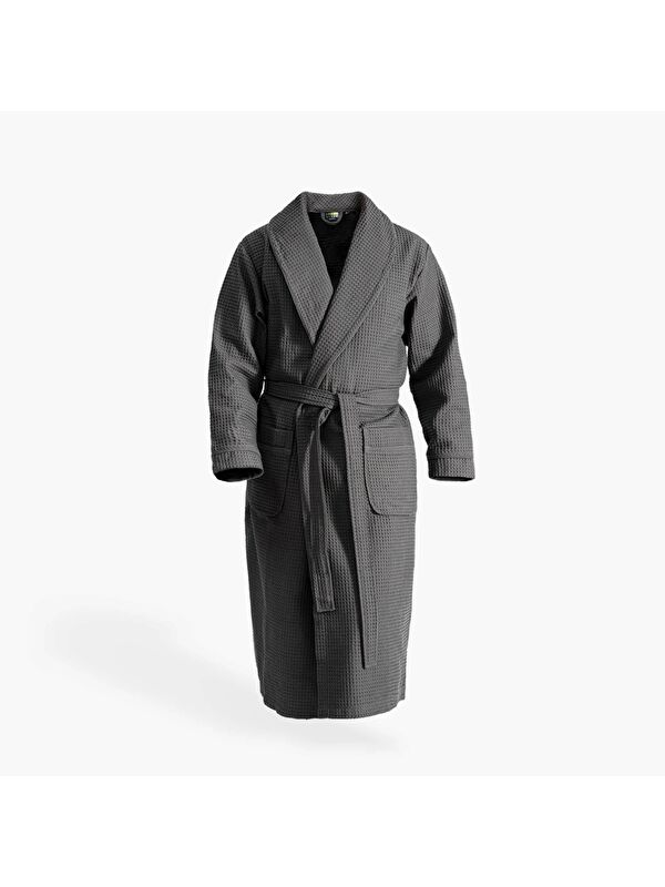 Green Black Afra Erkek Pike Bornoz %100 Pamuk Antrasit