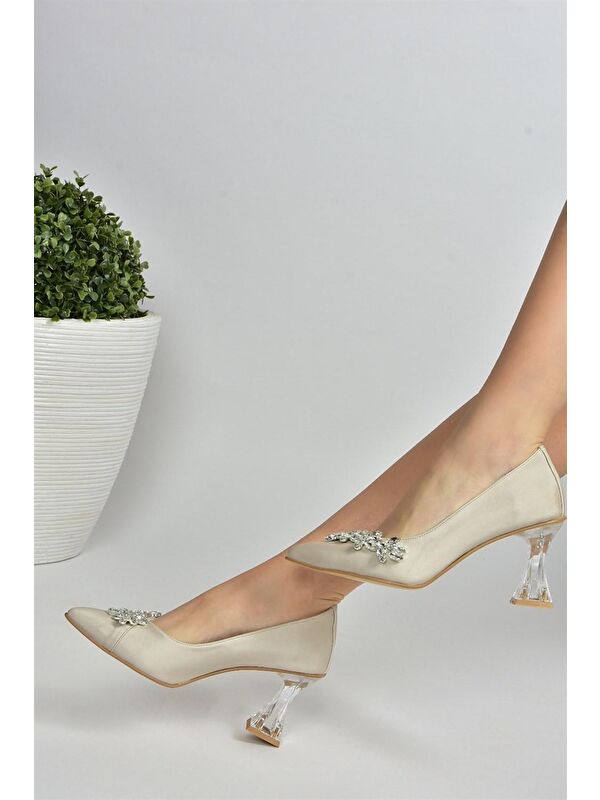 Ten Saten Kumaş Taşlı Kadın Abiye Ayakkabı M246014004 - Görsel 5