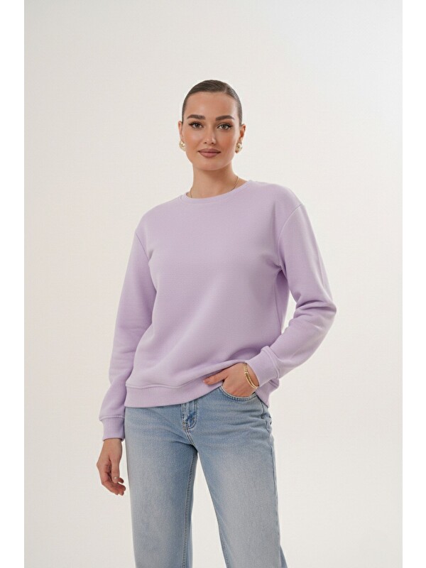 MİSS DÜNYA LİSSA Unisex Bisiklet Yaka %100 Pamuk Basic Sweatshirt