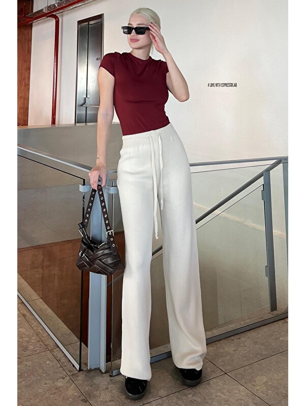 Madmext Bej Beli Ayarlanabilir Geniş Paça Pantolon Mg2089