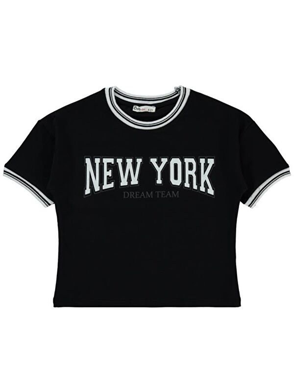 Civil Girls New York Baskılı 10-13 Yaş Tişört - Siyah 13-14 Yaş