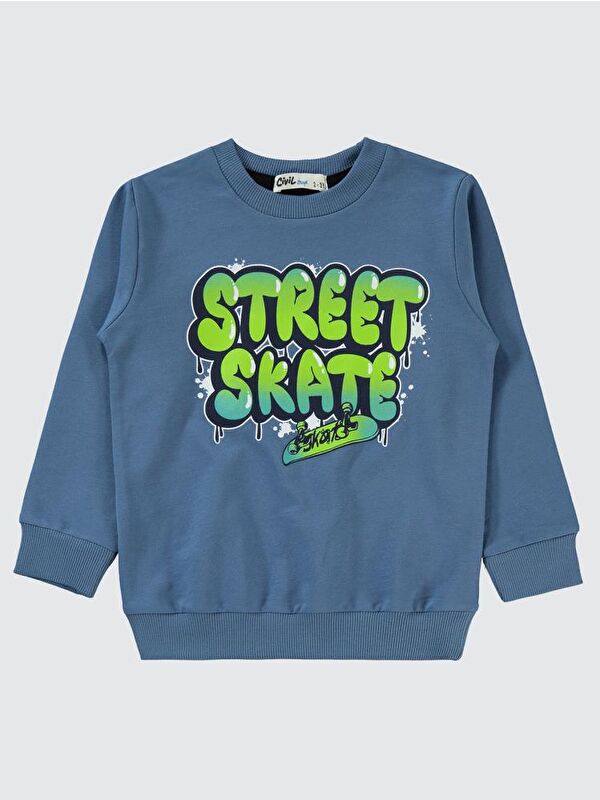 Civil Boys Street Skate Baskılı 2-5 Yaş Sweatshirt - Mavi2-3 Yaş