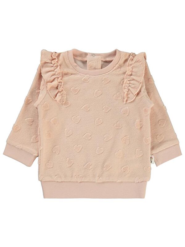 Civil Baby Kalp Jakarlı 6-18 Ay Sweatshirt - Pudra 12-18 Ay