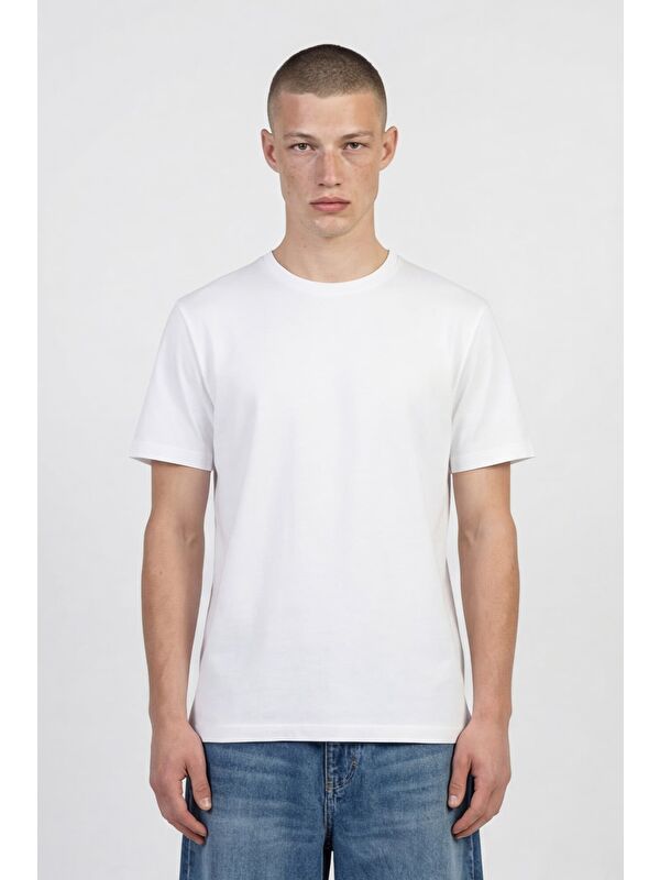 Sabri Özel Desenli Bisiklet Yaka Erkek T-Shirt Latte