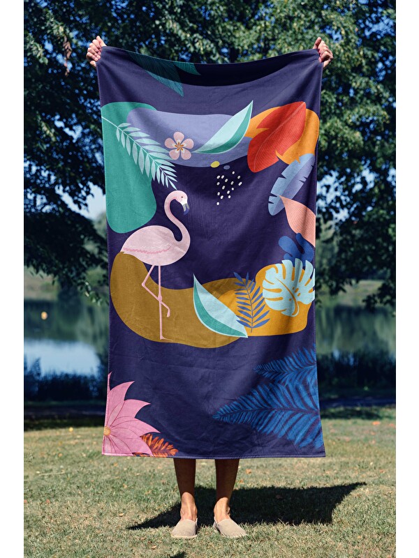 Asdiva Flamingo Yaz Desen Dijital Baskılı  Plaj Havlusu 75x150