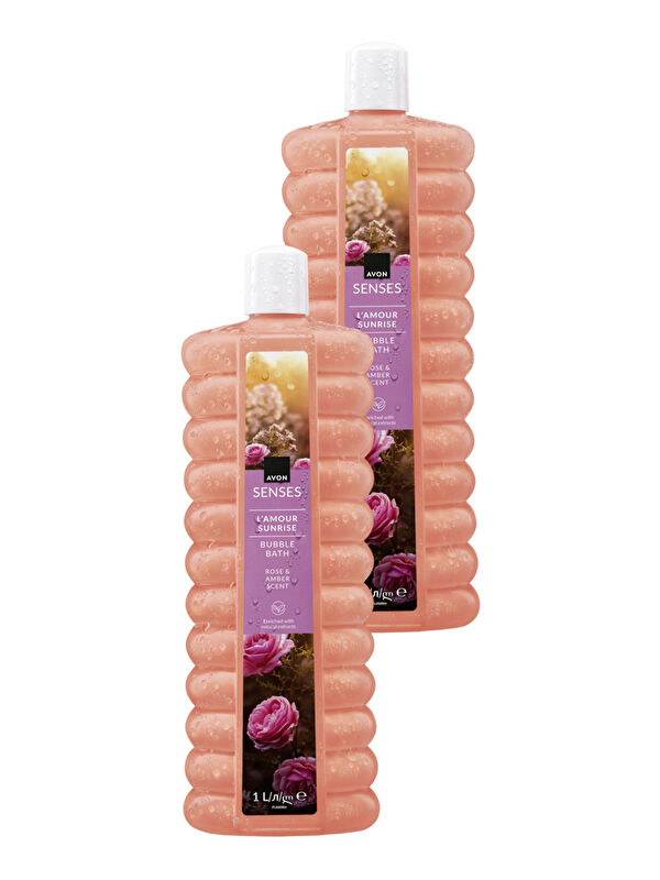 AVON L'Amour Sunrise Gül ve Kehribar Kokulu Banyo Köpüğü 1 Lt. İkili Set