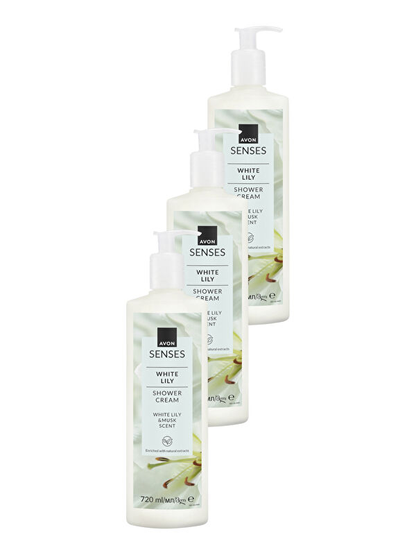 AVON Senses White Lily Beyaz Zambak Kokulu Duş Jeli 720 Ml. Üçlü Set