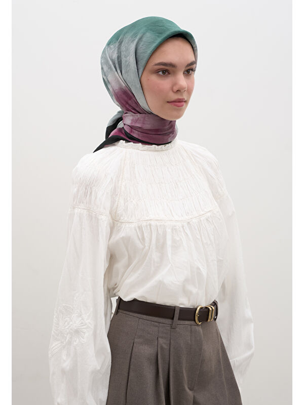 Fresh Scarfs Ombre Desen Pamuklu Viskon Eşarp Mint Yeşili