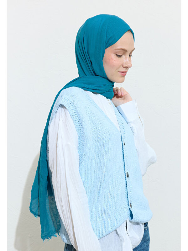 Fresh Scarfs Pamuklu Keten Şal Blue Jelly