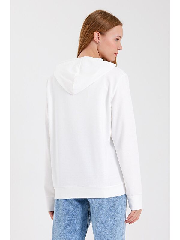 Süperlife Kadın Kapüşonlu Oversize Fit El Yazılı Brooklyn Baskılı Sweatshirt SPR23SW361
