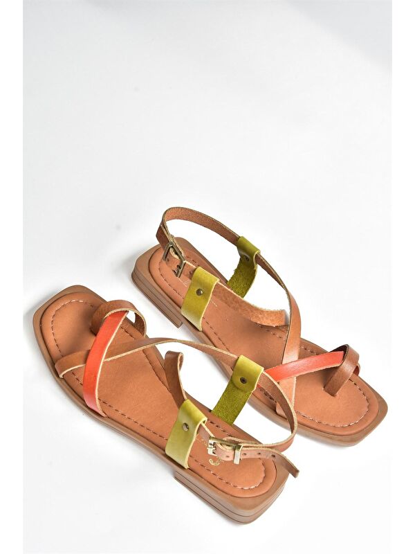 Multi Hakiki Deri Parmak Arası Kadın Sandalet M291841203 - Görsel 2