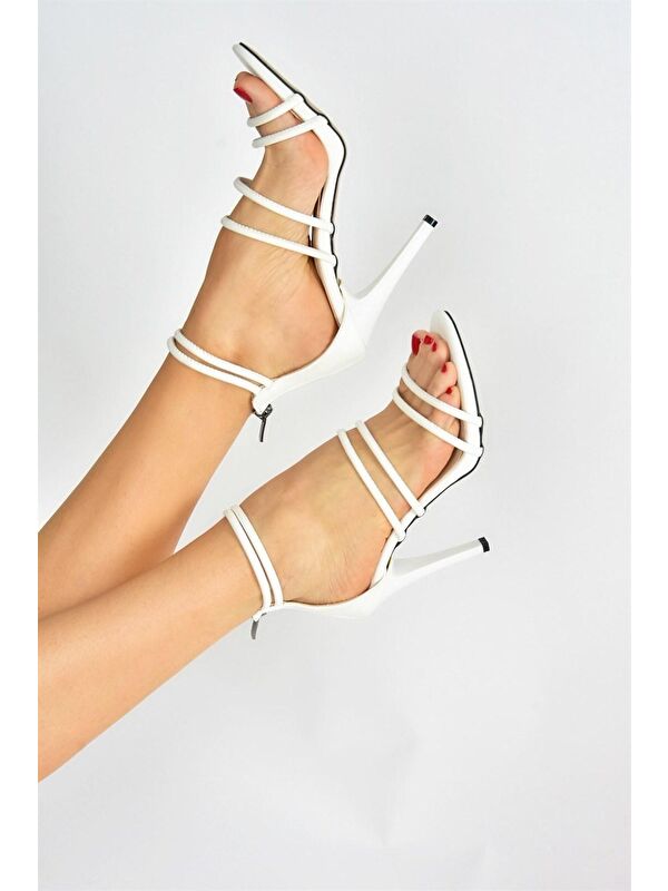 Beyaz İnce Topuklu Kadın Ayakkabı M251762109 - Görsel 5