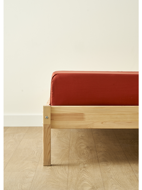 Bella Maison %100 Pamuk Saten Basic Çift Kişilik Lastikli Çarşaf Bordo (160x200x35 cm)