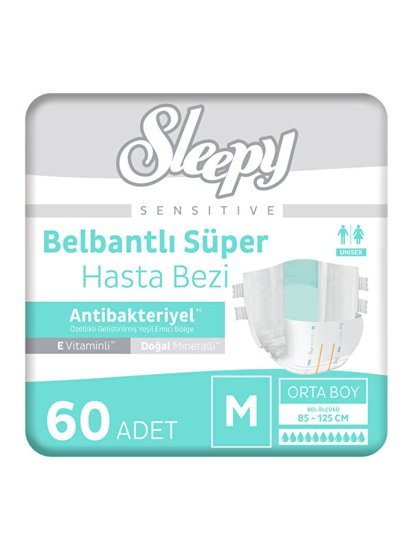Sleepy Sensitive Antibakteriyel Süper Yetişkin Hasta Bezi Medium 30x2 60 Adet