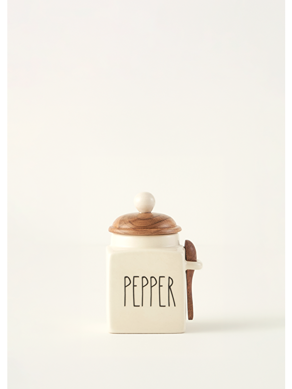 Bella Maison Pepper Seramik Kavanoz Krem (330 ml)