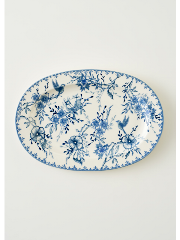 Bella Maison Bleu Blanc Porselen Büyük Sunum Tabağı Mavi (30 cm)