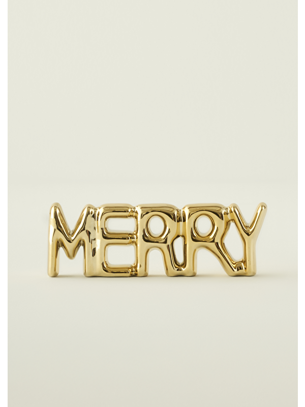 Bella Maison Merry Yılbaşı Dekoratif Obje Gold (18x2x6 cm)