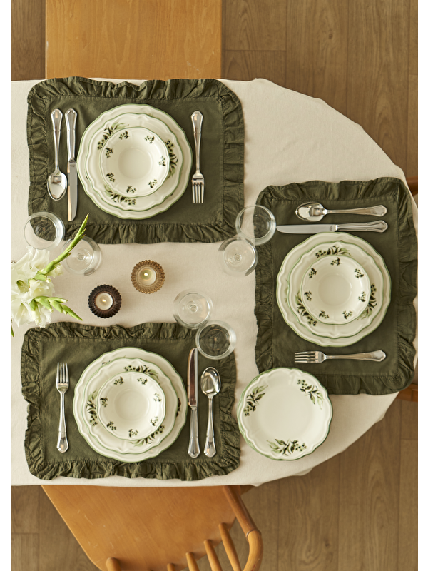 Bella Maison Julia Stoneware 48 Parça 12 Kişilik Yemek Takımı Yeşil