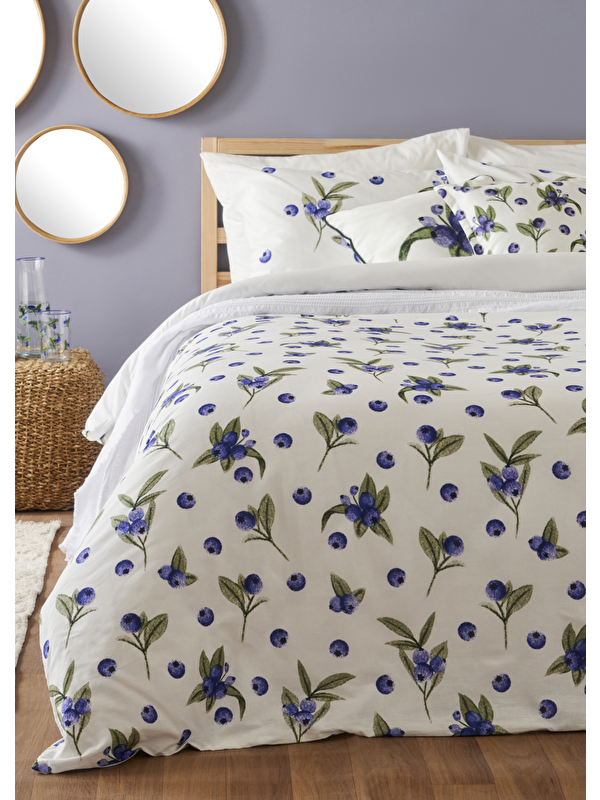Bella Maison %100 Pamuk Ranforce Blueberry Çift Kişilik Nevresim Seti (200x220 cm)