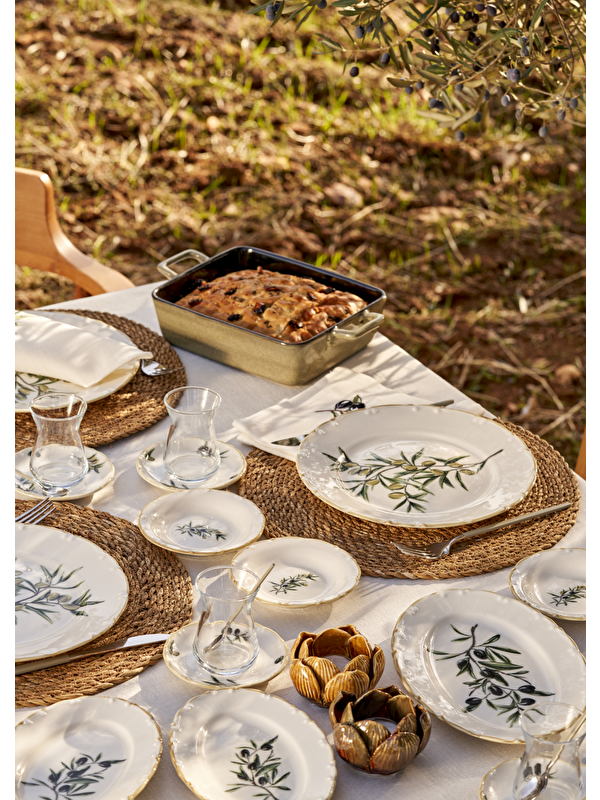 Bella Maison Olive Porselen 26 Parça 6 Kişilik Kahvaltı Takımı Yeşil