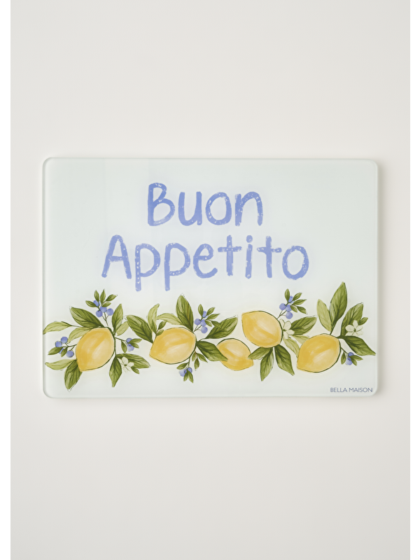 Bella Maison Limonlu Cam Kesme Tahtası (35x25 cm)