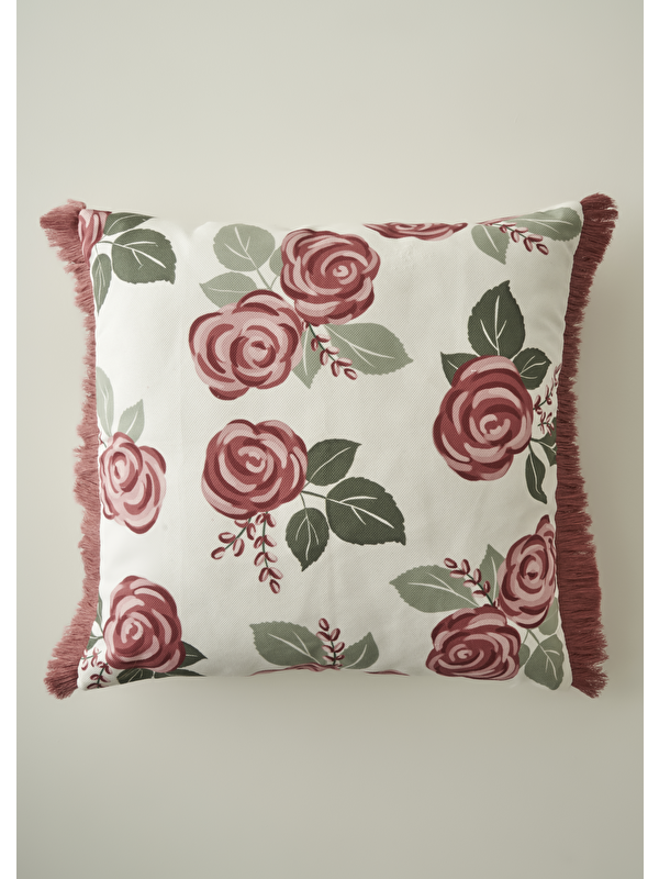 Bella Maison Rose Baskılı Kırlent Kılıfı Krem (43x43 cm)