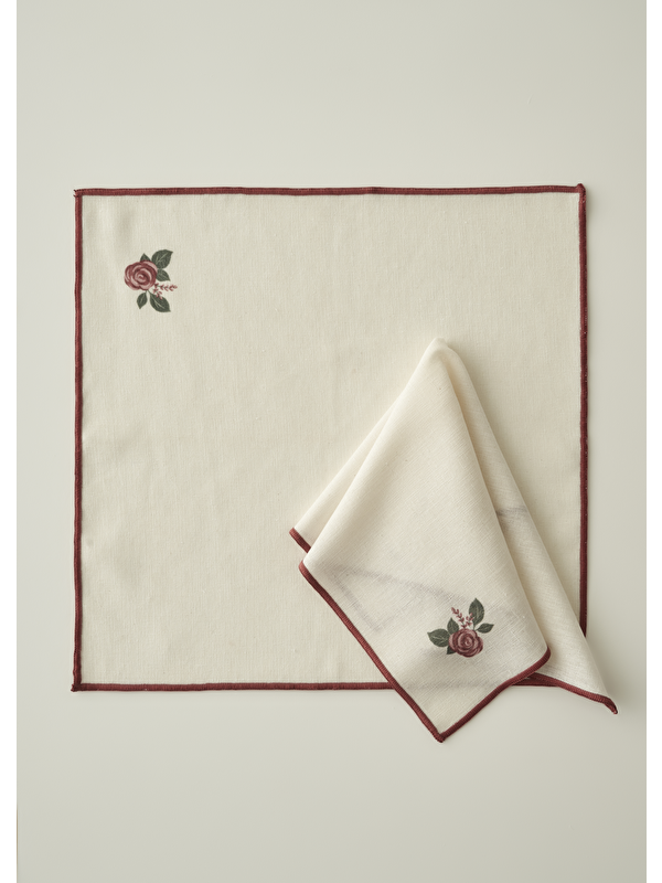 Bella Maison Rose Baskılı Peçete Krem (40x40 cm)