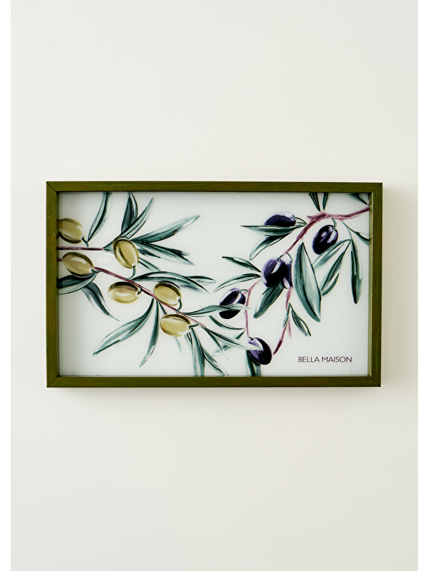 Bella Maison Olive Dekoratif Cam Tepsi Yeşil (22x37 cm)