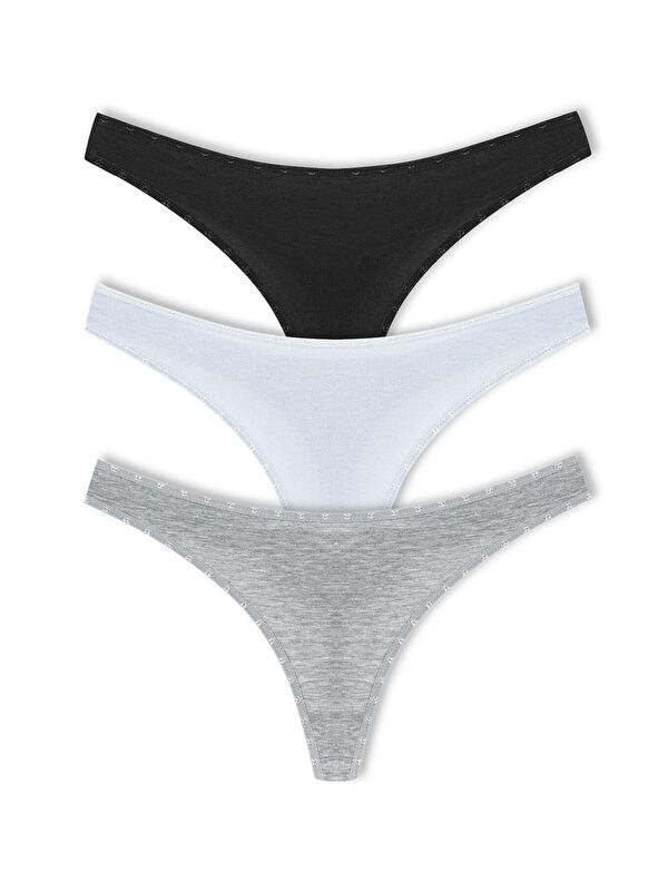 Hnx Pamuklu Kalpli Lastik Basic Tanga Kadın Külot 3'lü