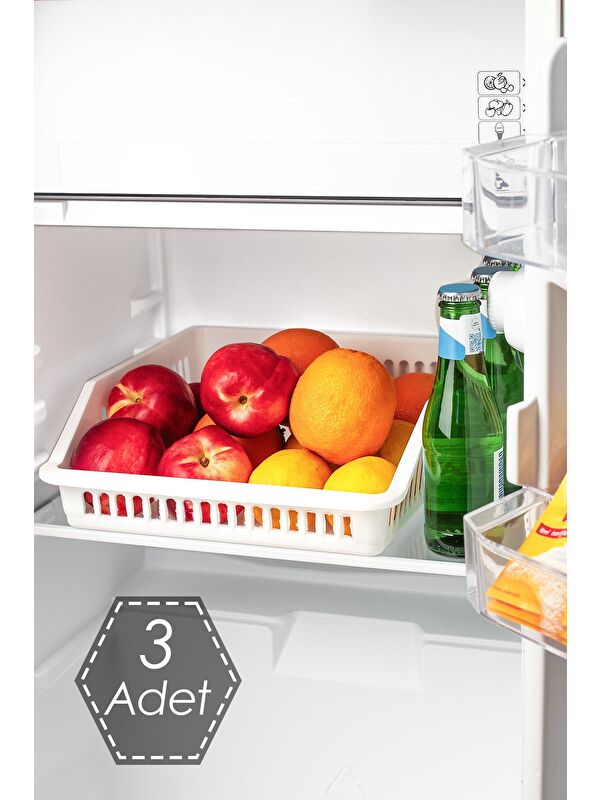 Porsima Org-25 3 lü Çok Amaçlı Buzdolabı İçi Düzenleyici Sebze Meyve Organizer Sepet