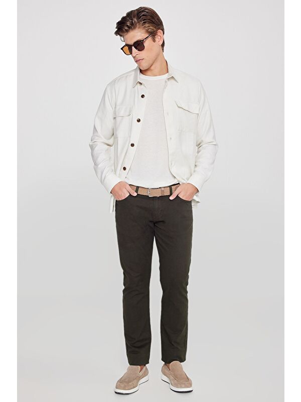 AC&Co / Altınyıldız Classics Erkek Haki Slim Fit Dar Kesim 5 Cep Pamuklu Esnek Chino Pantolon