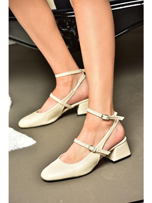 Bej Alçak Topuklu Kadın Ayakkabı - Görsel 2