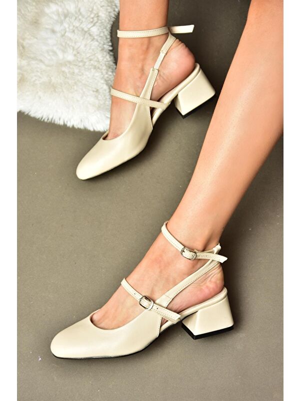 Bej Alçak Topuklu Kadın Ayakkabı - Görsel 3