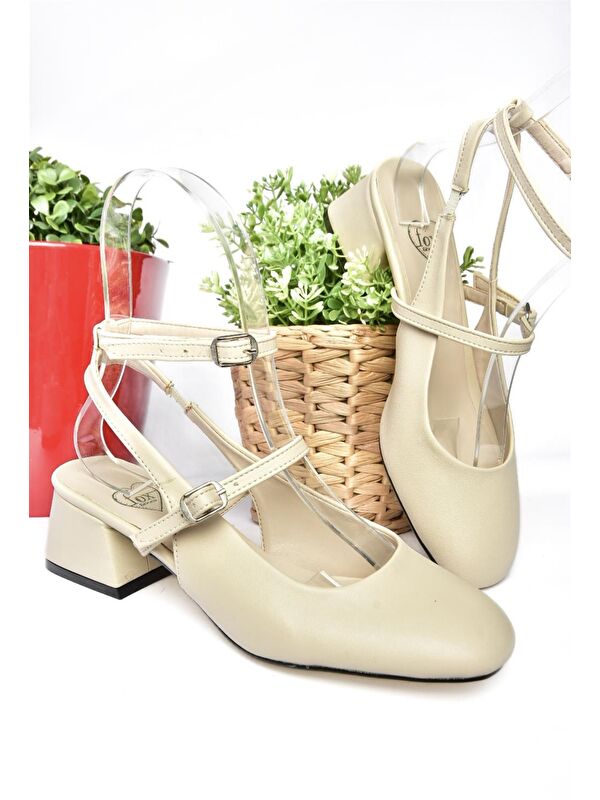 Bej Alçak Topuklu Kadın Ayakkabı - Görsel 5